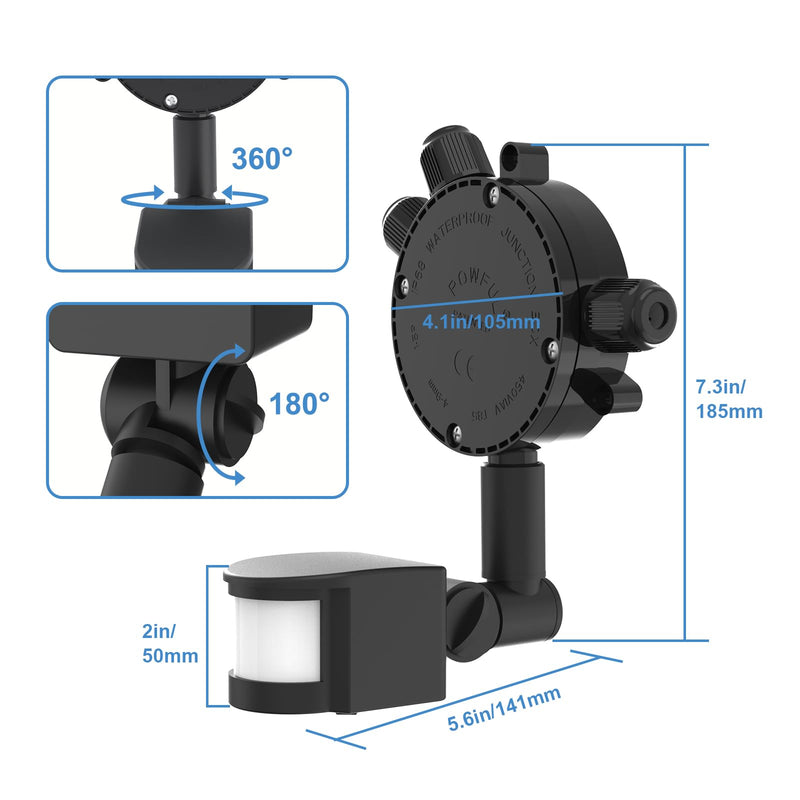 Kekeou Motion Sensor with Junction Box Cable Connector, 160-Degree Replacement Motion Detector for Floodlight, Adjustable Time & Detection Sensitiity Up to 40FT Range, 2 Modes PIR Sensor for any lamps Infrared sensor