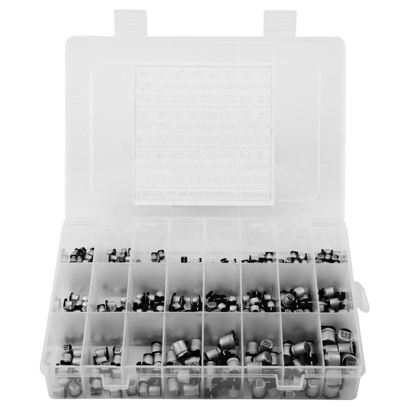 [Australia - AusPower] - 400PCS Electrolytic Capacitors Kit, 24 Values SMD Capacitor Kit, with Storage Box, 1uF - 1000uF, for Computer, Notebook, Radio, DIY 