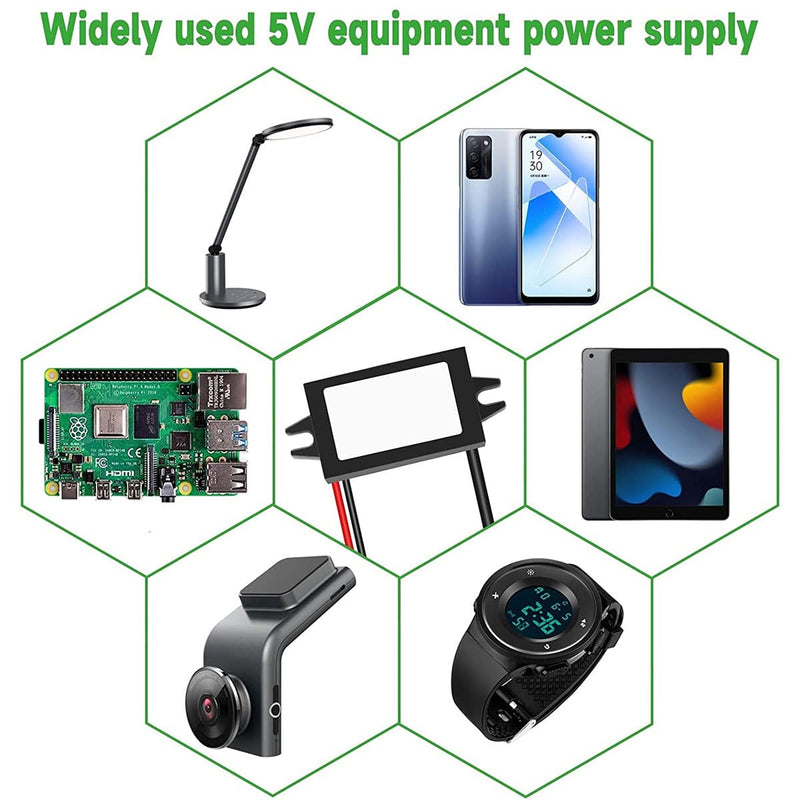 Greluma 1 Piece Waterproof 12V to 5V 3A Converter, Type C USB C DC-DC Step-Down Module Power Supply Compatible with Raspberry Pi 4, Mobile Phone, Car