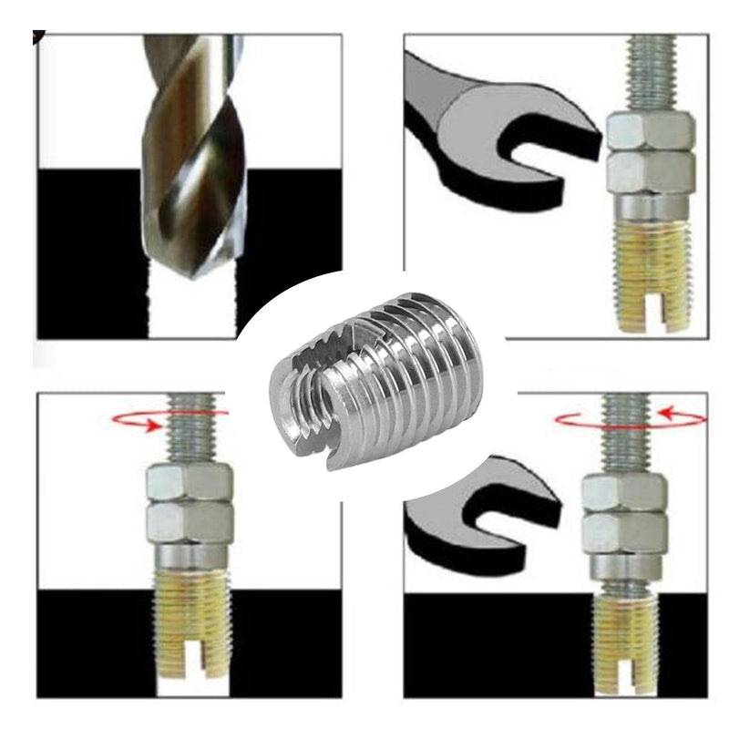 [Australia - AusPower] - 20 Pcs Self Tapping Insert Stainless Steel Slotted Wire Thread Repair Insert with M5x0.8 Female M8x1.0 Male Thread, 12mm Minimum Drilling Depth Quick Thread Insert 