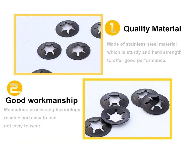 [Australia - AusPower] - 235pcs[8 Sizes] Black Starlock Internal Tooth Lock Washers Assortment Kit, M2/ M3/ M4/ M5/ M6/ M8/ M10/ M12 M2/M3/M4/M5/M6/M8/M10/M12 Black 235pcs 