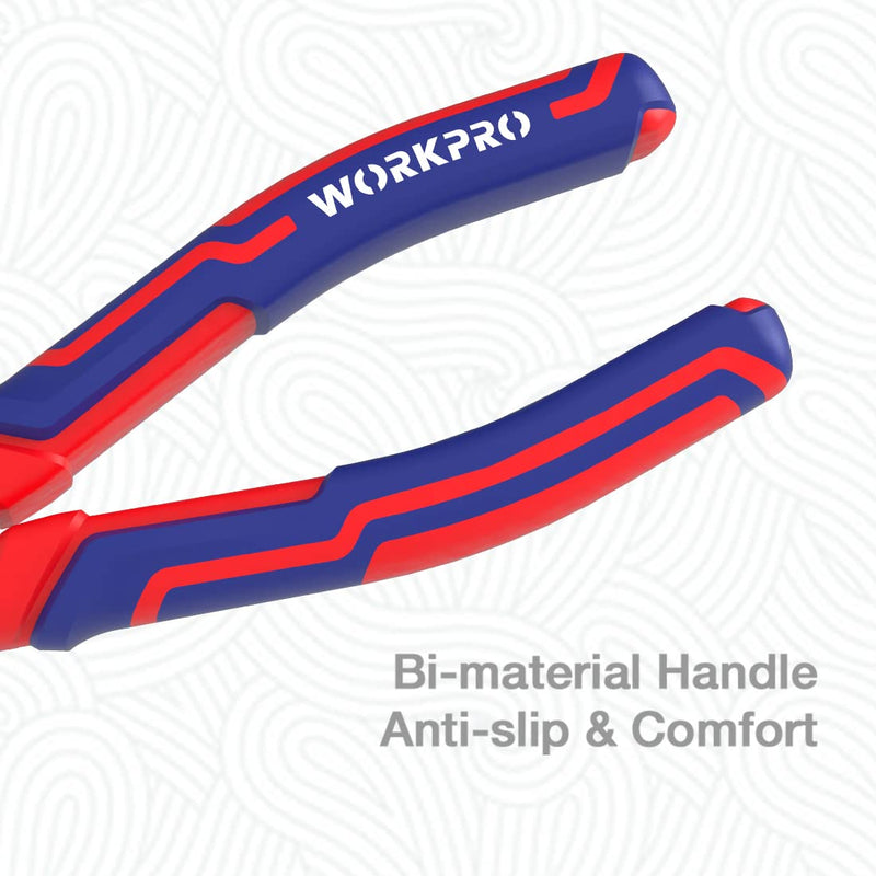 [Australia - AusPower] - WORKPRO 7-Inch Diagonal Pliers in CRV Steel for Cutting Wires, Bi-material Handle Comfort Grip 
