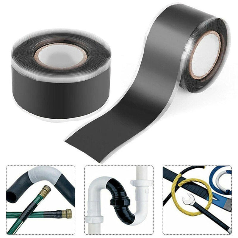 Black Silicone Repair Tape, Waterproof Pipe Sealing, Insulating Grip Tape for Cars, Pipes, Hoses, 1 Inch x 5 Feet