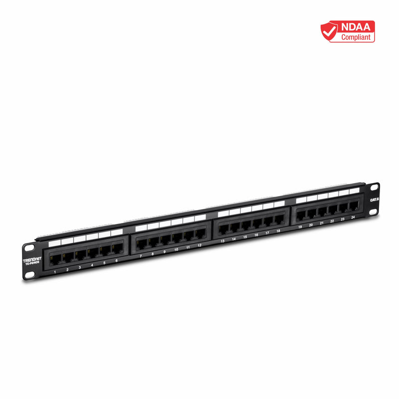 [Australia - AusPower] - TRENDnet 24-Port Cat6 Unshielded Patch Panel, Wallmount or Rackmount, Compatible with Cat3,4,5,5e,6 Cabling, For Ethernet, Fast Ethernet, Gigabit Applications, Black, TC-P24C6 24 Port Patch Panel 