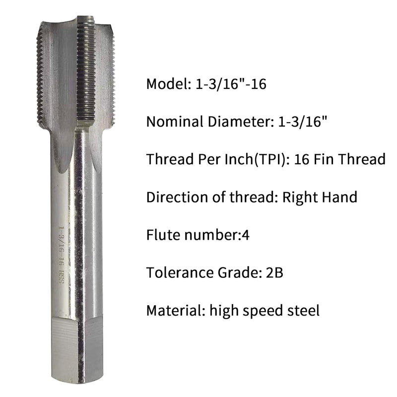 [Australia - AusPower] - 1 3/16"- 16 Straight Flute Thread Tap Machine Tap 1-3/16-16 TPI Nominal Diameter 1 3/16" Thread Per Inch 16 Fin Thread UNF Tolerance Grade 2B Tapping Right Hand Thread High Speed Steel HSS 1 3/16"- 16 Right Hand Tap 