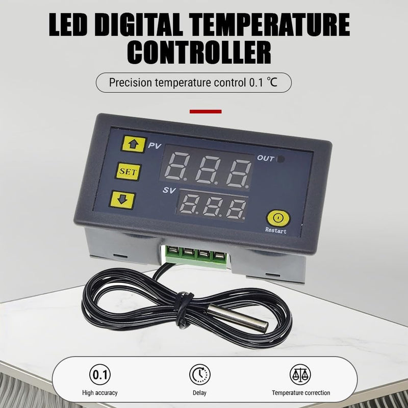 [Australia - AusPower] - Uadme Digital Thermostat, W3230 DC 24V Digital Temperature Controller -20℃~100℃, Digital Display Thermostat Control Switch with Sensor Probe, LCD Temperature Controller Meter Controller, Alarm at High DC24V 