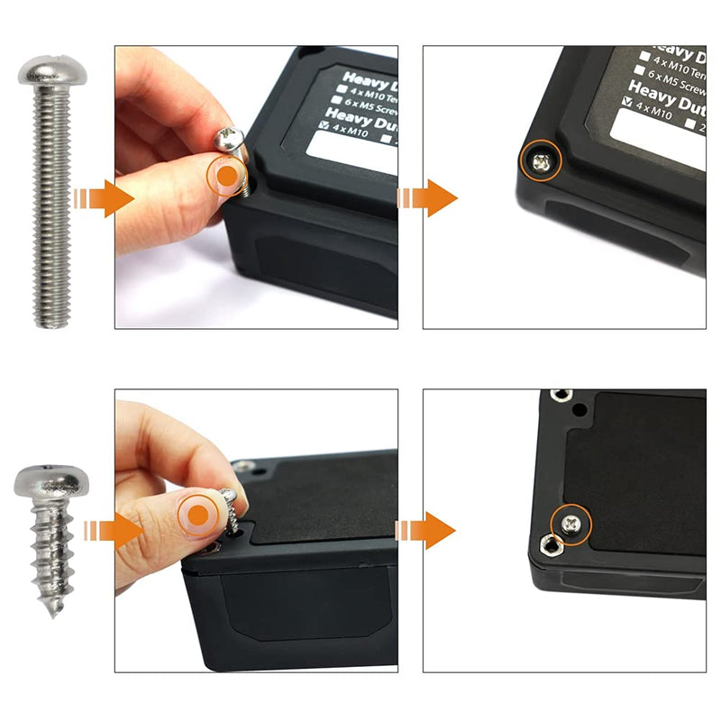 300A Busbar 12 V - 48 V DC Distribution Rail Brass Off-Road Vehicle Mass Distributor Boat Wire Box Camper Busbar Box M10 3/8 Nuts Busbar Black 300A M10(3/8")