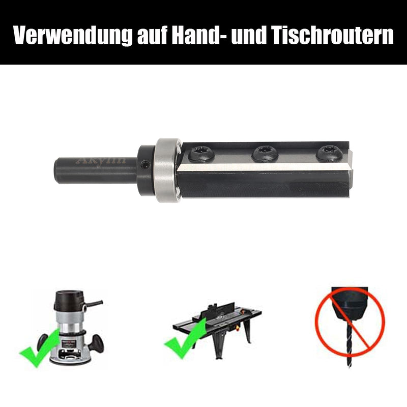 [Australia - AusPower] - AKYLIN Reversible Plates, Flush Cutter, 8 mm Shank, 4-Sided Interchangeable Carbide Blade, Flush Cutter with Ball Bearing, Wood Cutter for Edge Processing 8x19x50mm-Unten Lager 