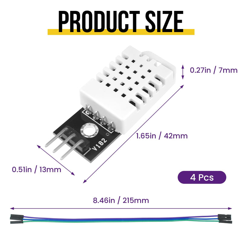 [Australia - AusPower] - 4Pcs DHT22/AM2302 Digital Temperature Humidity Sensor Module with Cable, Temp Range -40~80℃ (±0.5℃), Humidity 0~100% RH (±2%) for A-rduino Electronic Practice DIY, Replace SHT11 SHT15 