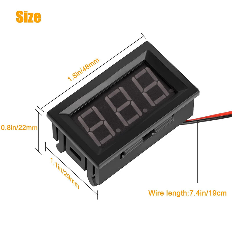 [Australia - AusPower] - 5 Pack DC 5~120V Digital Mini Voltmeter Tester Voltage Gauge, SUNJOYCO 0.56" LED Display Panel Motorcycle Battery Monitor, 2 Wire Calibratable DC Volt Meter, Blue 
