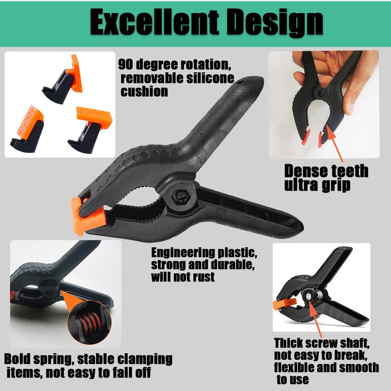 [Australia - AusPower] - Spring Clamps,10 Pack 4.5in Professional Plastic Heavy Duty Spring Clips for Crafts, Backdrop Clips Clamps for Backdrop Stand,Photography Studios,Woodworking,Home Improvement 10 Pack 4.5in 