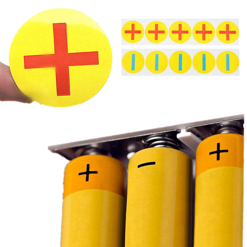 6 Sheets Polarity Battery Stickers - High Visibility Labels for Easy Positive/Negative Terminal ID on Batteries Electrical Machines