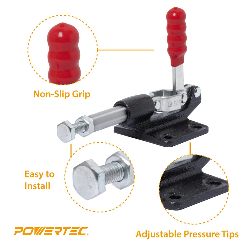 [Australia - AusPower] - POWERTEC 2PK Toggle Clamp, 500lbs Holding Capacity, 305CM Quick Release Push/Pull Clamp for Woodworking Jigs and Fixtures, Pocket Hole Jigs, Welding, CNC (20318-P2V) 305CM, 2PK 