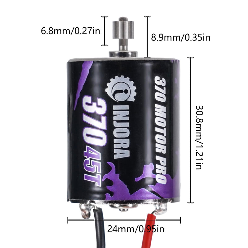 [Australia - AusPower] - INJORA CNC Aluminum Complete Transmission with 370 Brushed Motor 45T for 1/18 RC Crawler TRX4M Upgrade 