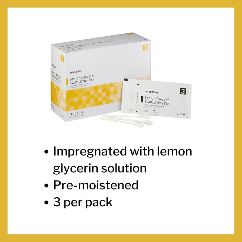 [Australia - AusPower] - McKesson Lemon Glycerin Swabsticks, Sterile, Oral Swab Stick, 25 Count, 1 Pack (25 ct) 