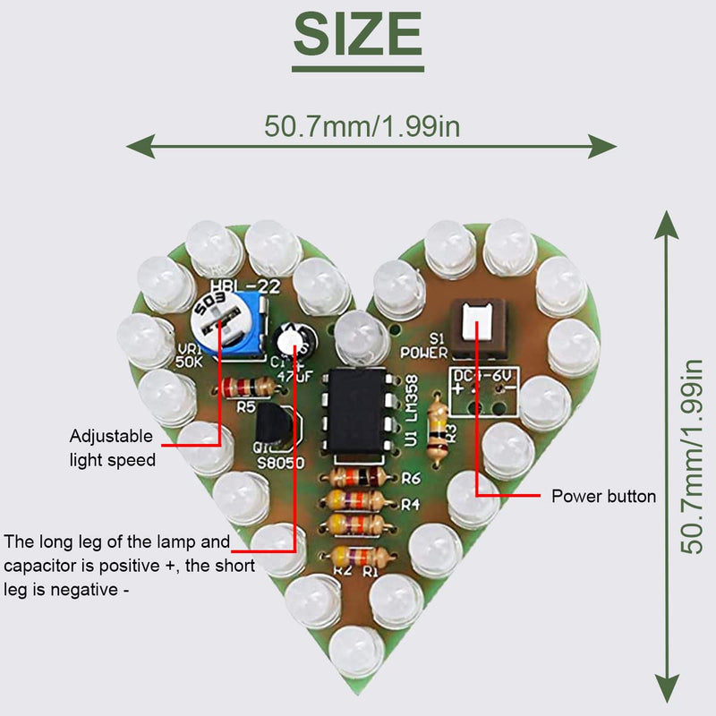 [Australia - AusPower] - DAOKAI Soldering Kit Heart Shape Kit DC 4V-6V Four-Colour LED Lamps Suite Soldering Exercise Kit with Battery Holder, for Learning Training Lessons Beginners (4-Piece) 