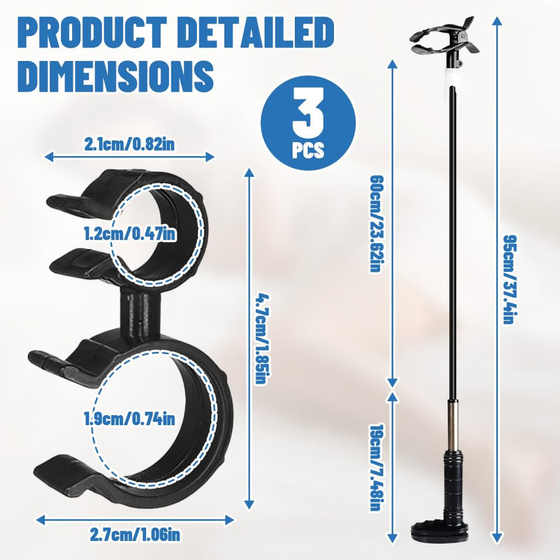 CPAP Hose Holder, Height Adjustable CPAP Hose Holder with 3 Clips, 360° Flexible, Tangle-Free, Adjustable & Robust