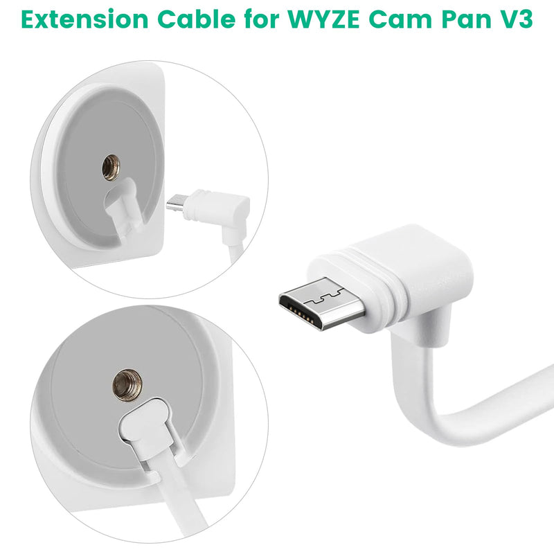 [Australia - AusPower] - 2-Pack 30 ft Extension Cable for WYZE Cam Pan V3 Outdoor Camera, Micro USB 90 Degree Power Adapter, Flat Cord, White 2 