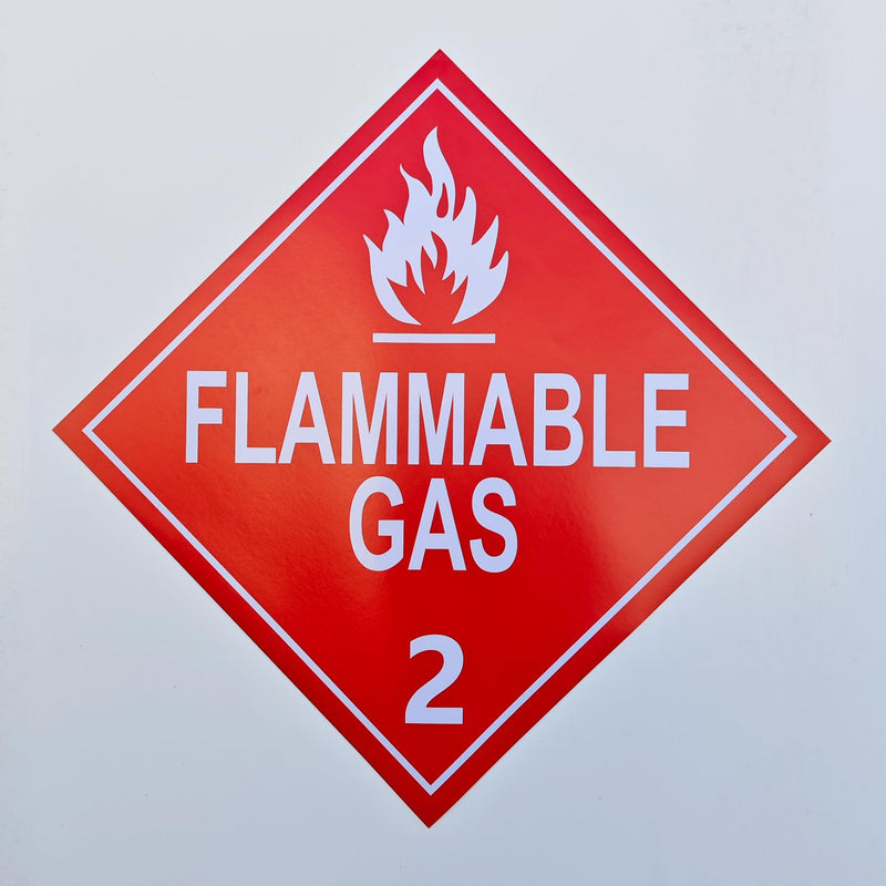 Flammable Gas Placard, Division 2.1, 27 Pack - 10.75" x 10.75"Removable Self-Adhesive Vinyl, DOT Compliant for Short-Term Hazmat Shipping