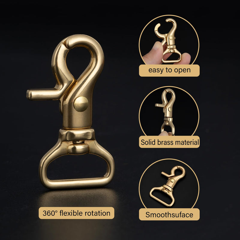 [Australia - AusPower] - WUTA Solid Brass Trigger Snap Hooks Lobster Clasps Swivel Trigger Snap Hooks for Straps Bags Belting Leathercraft Heavy Duty Clips 5PCS 5# 49*20mm inner 