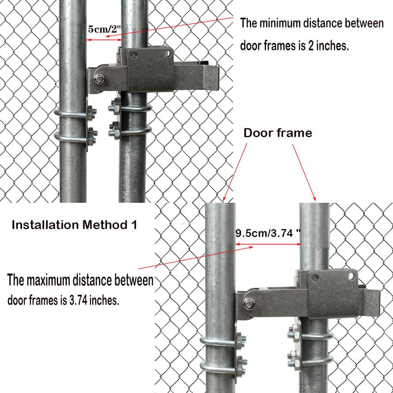 Chain Link Residential Strong Arm Double Gate Latch,Use This Double Gate Latch Where 2 Gates Swing Together.The Minimum Distance Between Doors is 2 ",Chain Latch for 1-1/4" Gate Frames Pipe Sizes.