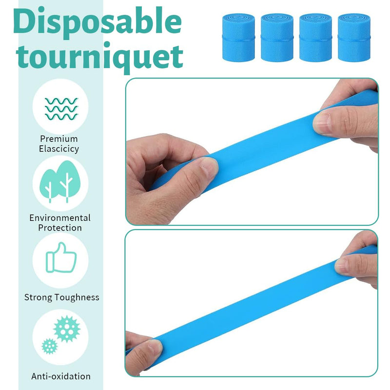 Storage Hose, Blood Collection, Dust Band, Vein Congestion Blood Collection, Tourniquets, Personalised Tourniquet for Adults, Children, Latex-Free, TPE, 13.78 Inches Long, Roll of 50 Pieces