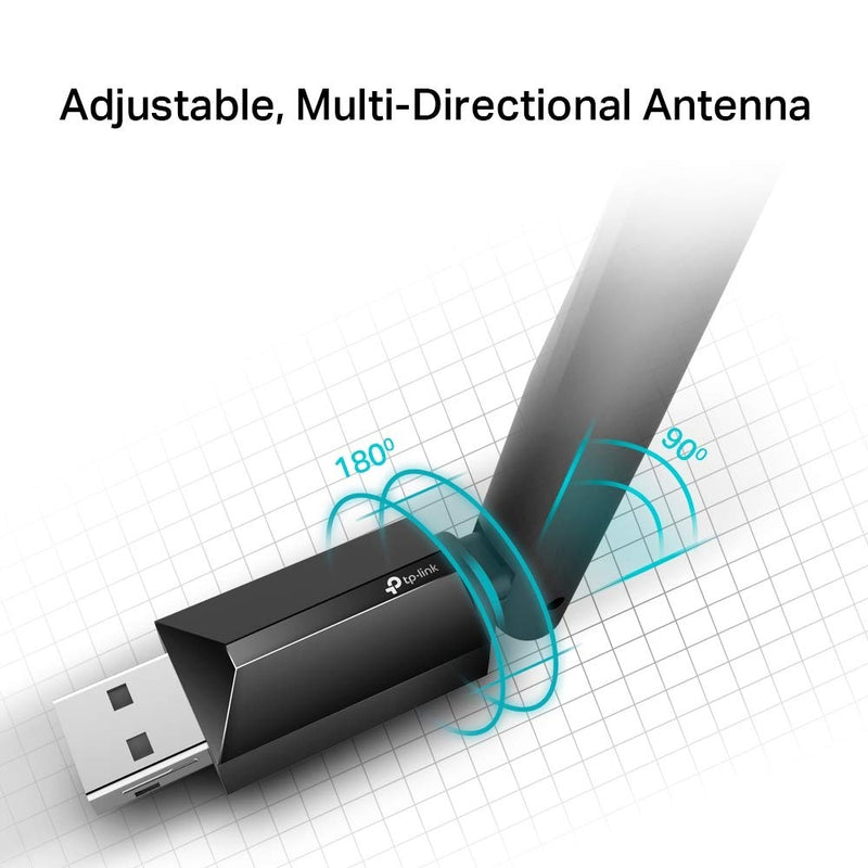 [Australia - AusPower] - TP-Link Archer T2U Plus AC600 High Gain Dualband USB WLAN Adapter with 5dBi Antenna (up to 433 Mbit/s to 5GHz and 200 Mbit/s to 2.4GHz, Compatible with Windows 10/8.1/8/7 / XP and Mac OS X) 