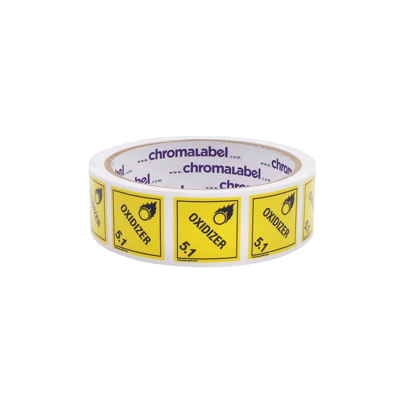 ChromaLabel 1 Inch Permanent Durable Square D.O.T. Hazard Labels, Class 5.1 Oxidizer, 250/Roll 1" x 1" Class 5.1 Oxidezer