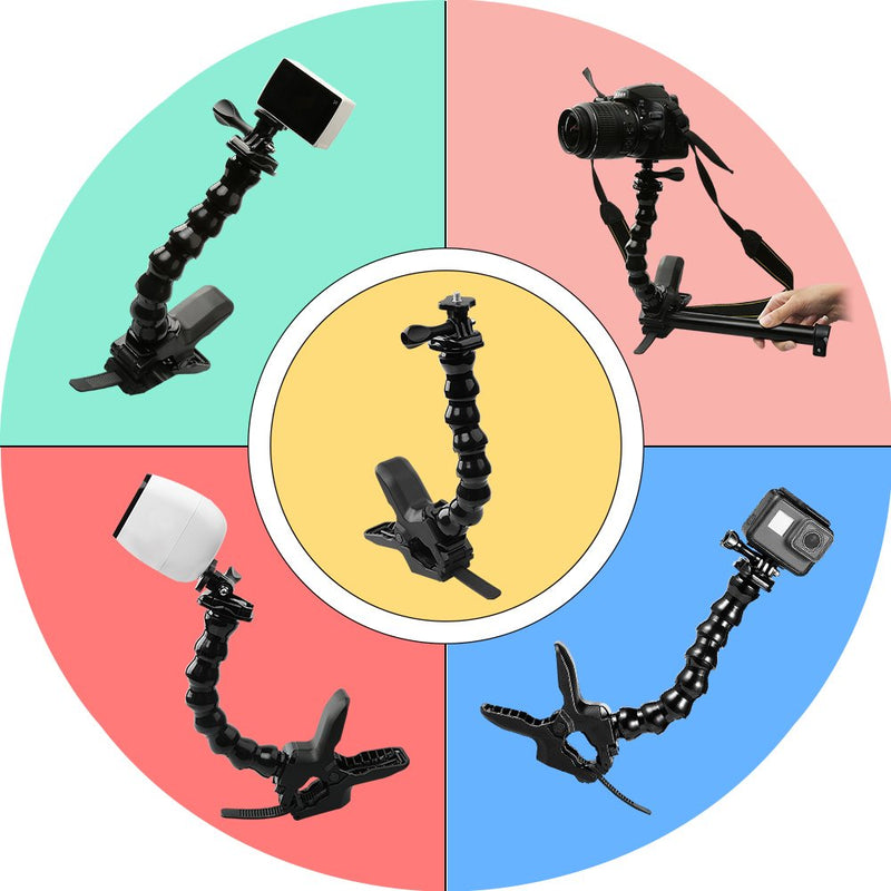 [Australia - AusPower] - Suptig Jaws Flex Clamp Mount Gooseneck Mount for GoPro Hero 12 Hero 11 Hero 10 Hero 9 Hero 8 Hero 7 Hero 6 Hero 5 Hero 4 Session Hero 3+ Hero 3 Akaso EK7000 Arlo Action Cameras 