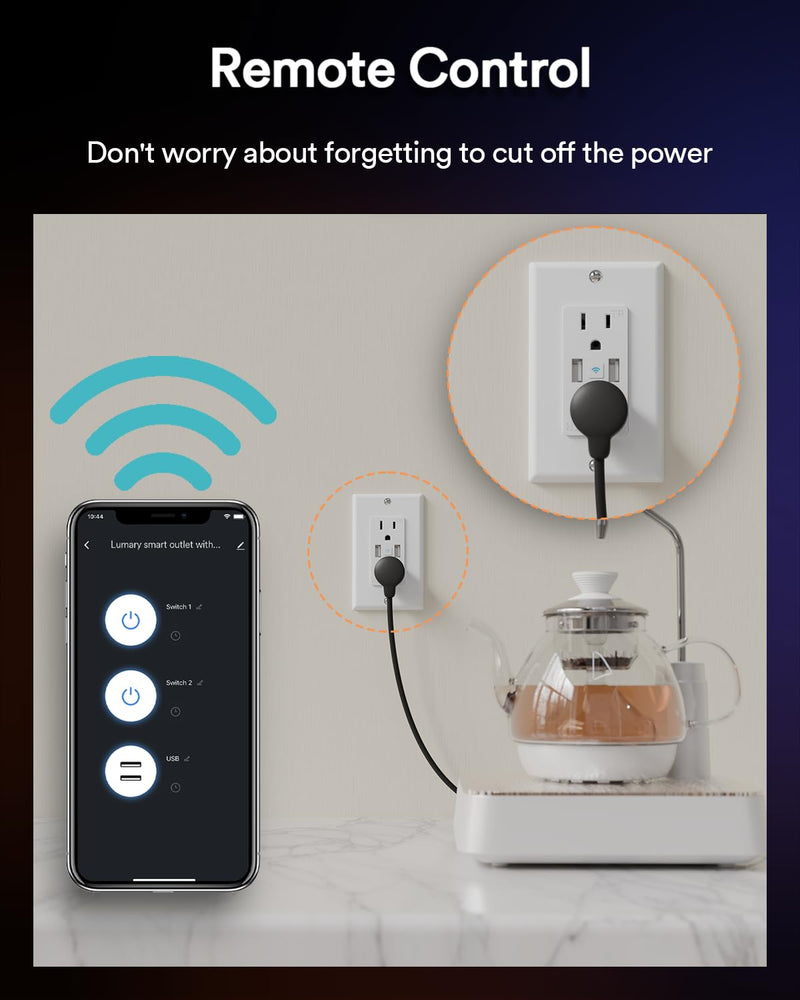 Smart in Wall Outlet, Standard Electrical Outlets with 2 USB Ports & 2 Plugs, Work with Alexa Google Home 15 Amp Outlet ETL FCC for Home Office Style B 1 Pack