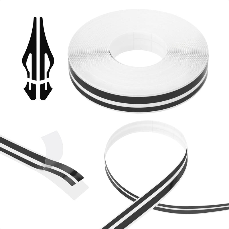 2 Rolls 32Ft Black Car Pinstripe Tape + 2 Rolls 32Ft Silver Car Pinstripe Tape