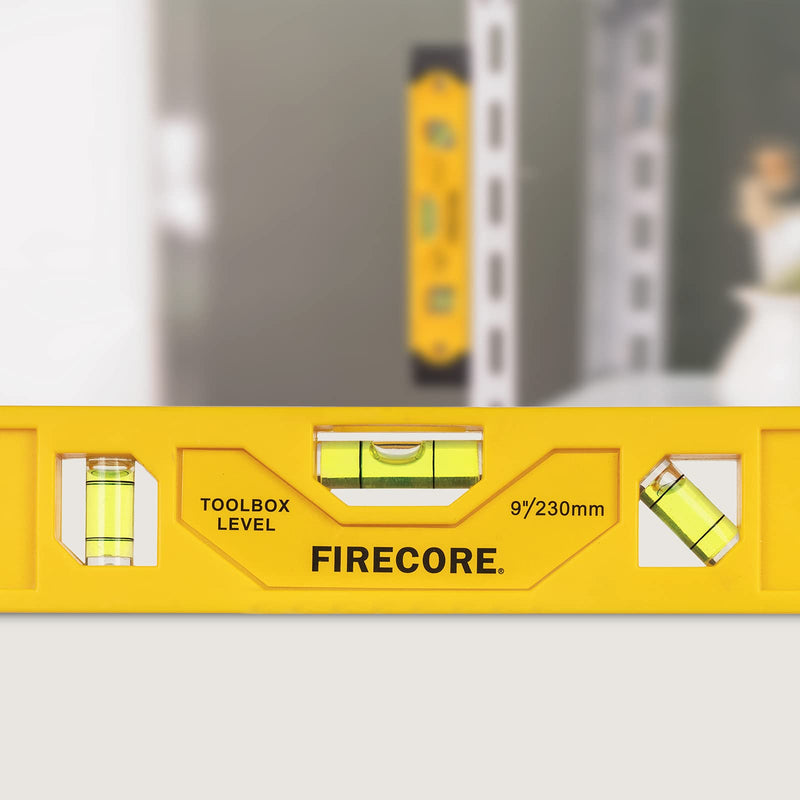Firecore FSL230PC Spirit Level 230 mm with Magnet, Torpedo Level with 3 Bubble Spirit Levels 45°, 90° & 180° 230mm