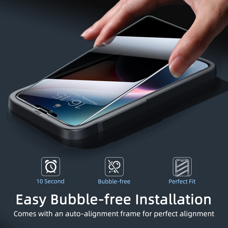 [Australia - AusPower] - Privacy Screen Protector for iPhone 13/13 Pro/14 [3-Pack][6.1 Inch] Display Tempered Glass Film with Easy Installation Frame, Ultra HD, 9H Hardness, Scratch Resistant, Case Friendly iPhone 13/13 Pro/14-6.1 Inch Privacy 3-Pack 