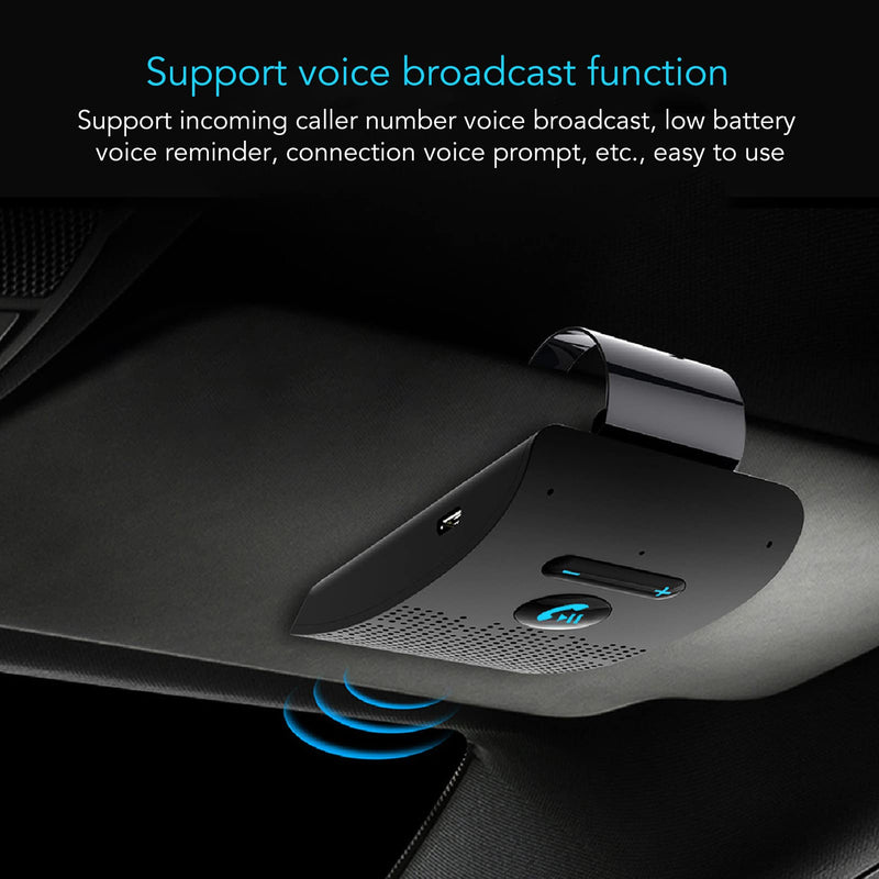 [Australia - AusPower] - Handsfree Bluetooth for Phone Car Kit, Wireless Bluetooth Car Speaker Auto Power On Navigation Assistant Car Visor Bluetooth Receiver with Back Clip, Cars Handsfree Speakerphone Adapter 