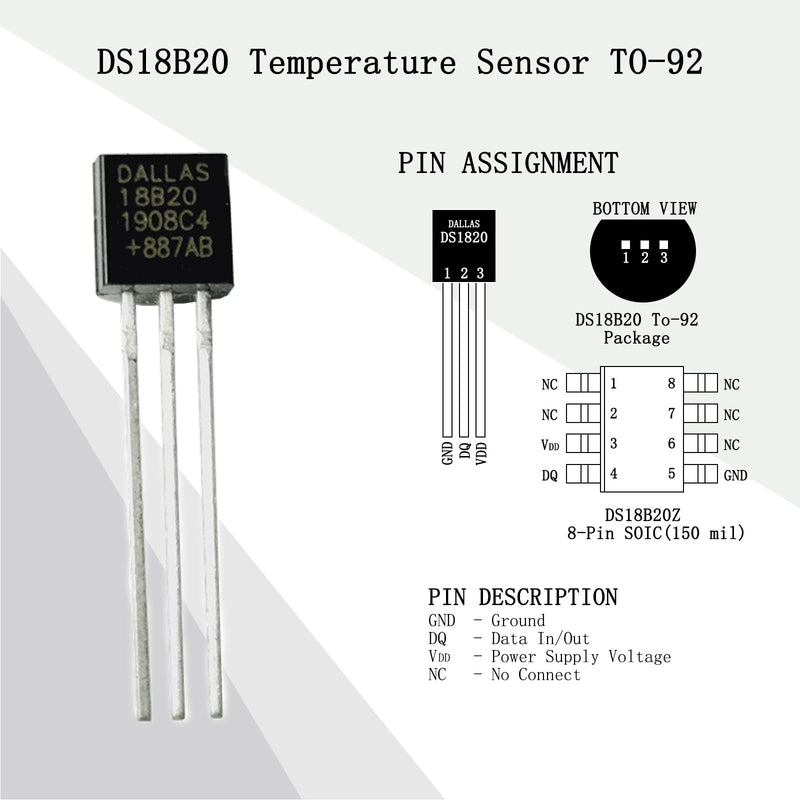 [Australia - AusPower] - 2 Pack Temperature Sensor Module Kit with 1m Cable Waterproof Stainless Steel Probe, Temperature Sensor Chip for Arduino and Raspberry Pi 