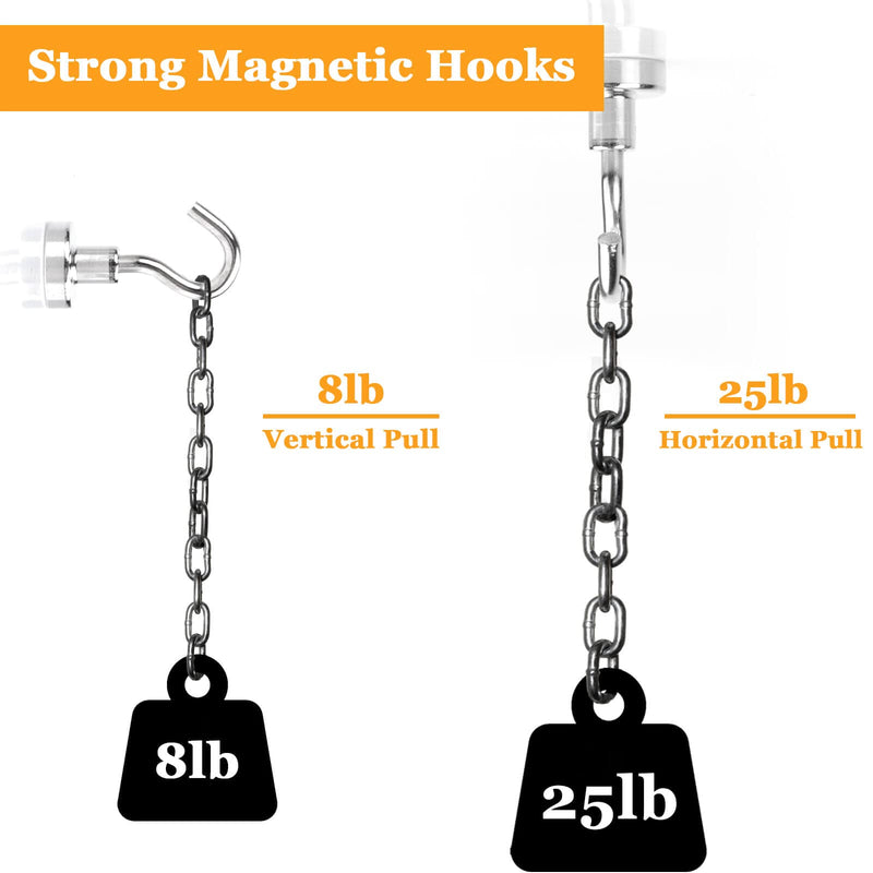 [Australia - AusPower] - 18Pcs Magnetic Hooks, 25lbs Strong Magnetic Hooks Heavy Duty, Key Holder Neodymium Magnet Hooks, Wall Magnetic Hooks for Hanging Refrigerator Kitchen Door Cruise Garage Ceiling Tool Storage E16mm_18p 