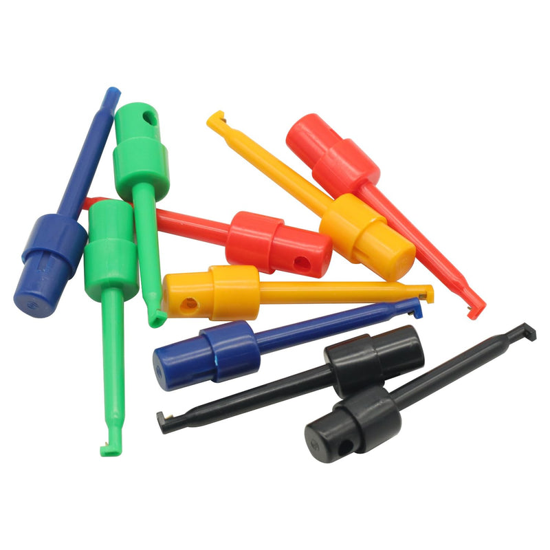[Australia - AusPower] - 10Pcs Single Test Hook Clip Test Probe for Electronic Testing IC Grabber Large Size Round Crocodile Clip Hook Test Clips 
