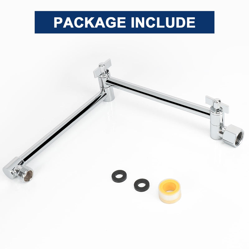 NearMoon Adjustable Shower Arm, Shower Extension Arm Universal Connection, Rise or Lower Shower Head, Adjust Height/Angle to Upgrade Shower Experience, Anti-Leak, 16 Inch (Chrome) Chrome