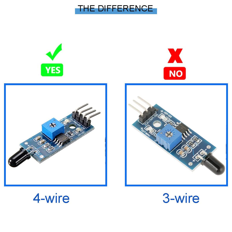 [Australia - AusPower] - Youmile 5pcs 3.3V-5V IR Infrared Flame Sensor Module 4 Pin Infrared Detection Module Detection Distance 80cm with DuPont Cable for Arduino 4 Wire 