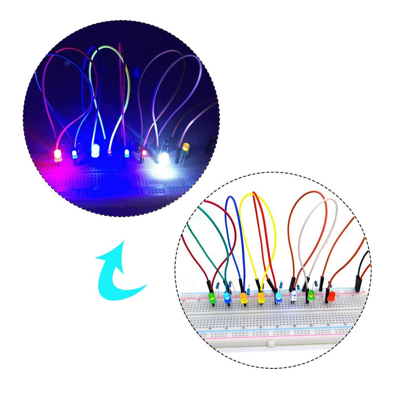 YIXISI 600 pieces 5 mm LED light emitting diode set, round head LED, 5 colors (120 pieces of each color), white, red, yellow, green, blue 5 Mm - 5 Colors - 600 Pieces