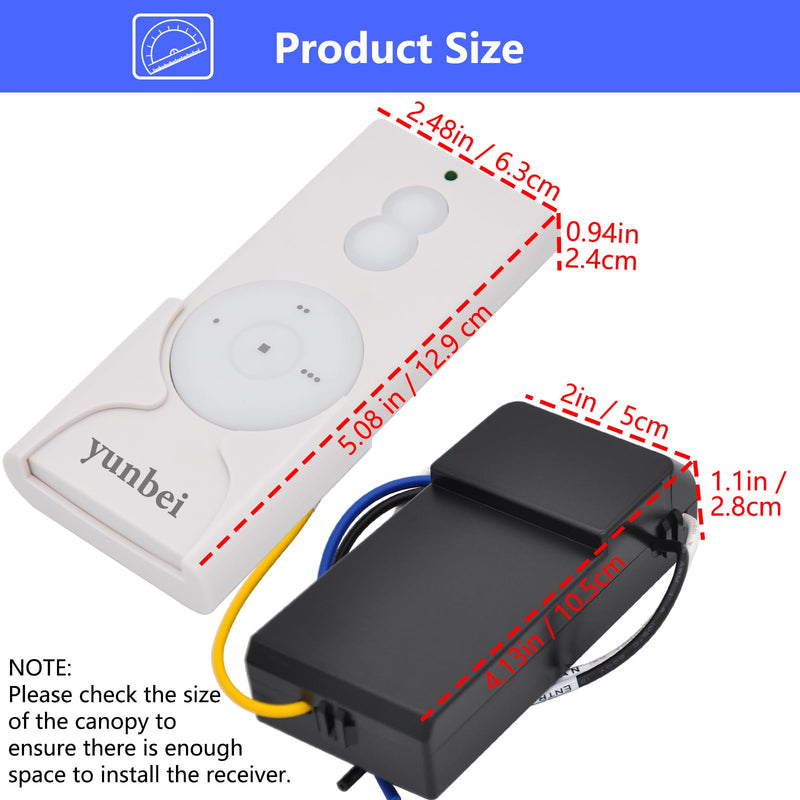 RCS213-A Universal Ceiling Fan Remote Control Kit Replacement for Hand-Held Remote Control System RCS223 RCS223L,w/Remote & Receiver for Most 3-Speed 120V AC Ceiling Fan TR110A RCS213 KUJCE10007 RCS213-A + AC8.3T Kit
