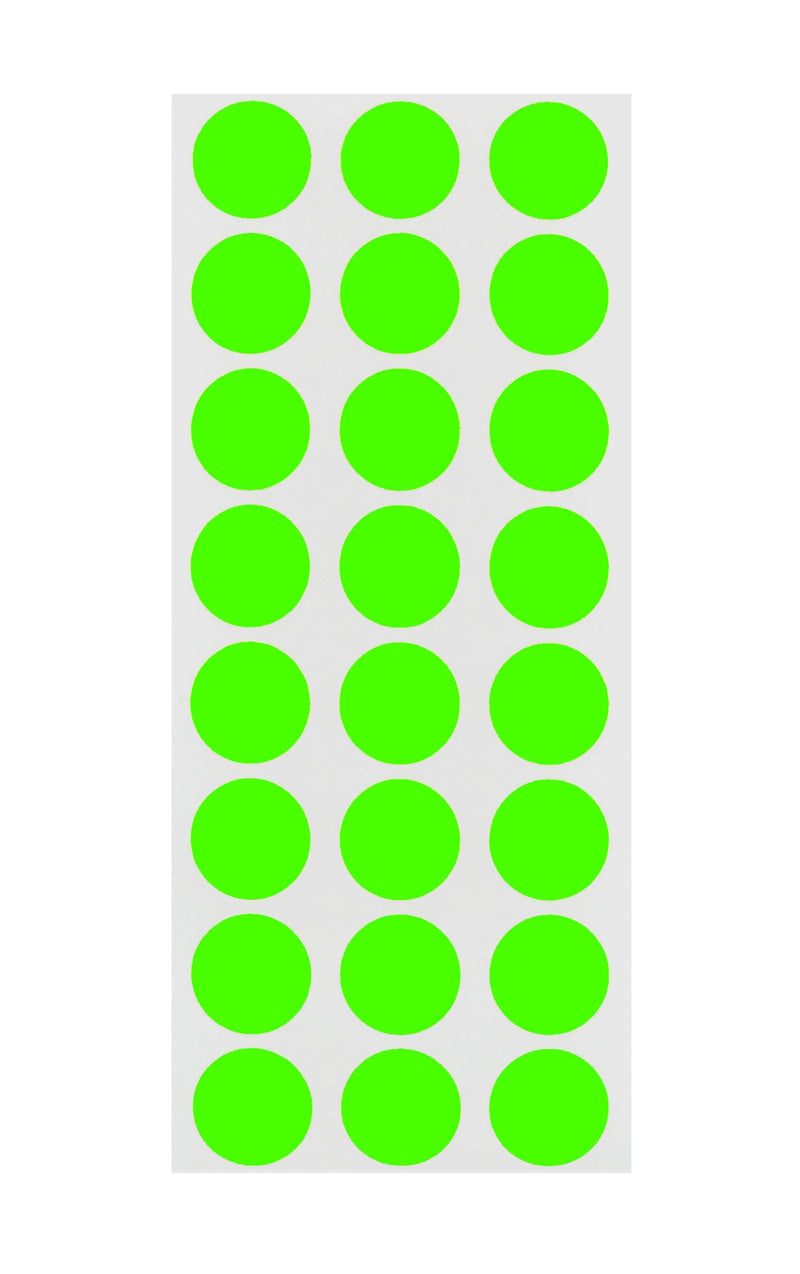 ChromaLabel 0.50 Inch Round Label Removable Color Code Dot Stickers, 1200 Pack, Fluorescent Green