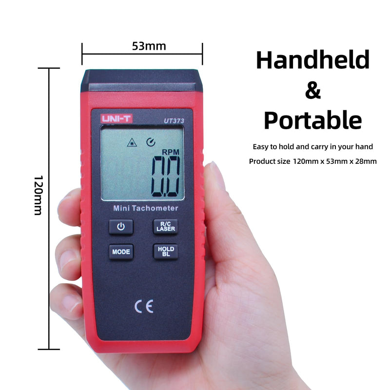 [Australia - AusPower] - UNI-T UT373 Mini Digital Tachometer, 10~99999 RPM Non-Contact Tachometer Speed Meter Speed Gauge with Backlight, Max/Min/data hold, Rotating Speed/Count Function Switching 