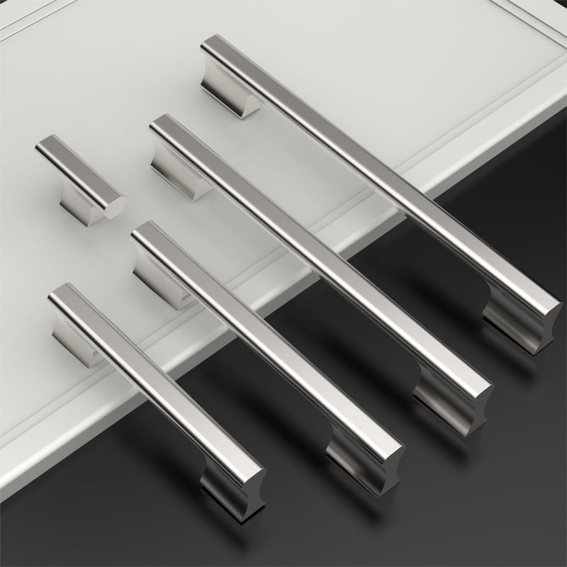 9BUILD 10 Pack Brushed Satin Nickel Cabinet Pulls - 3 Inch Cabinet Handles - Kitchen Cabinet Hardware - Drawer Handle 3"/76MM Hole Center