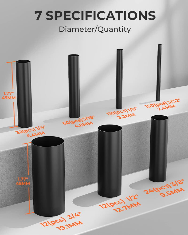 [Australia - AusPower] - Eventronic 400 Pcs Heat Shrink Tubing Kit-3:1 Ratio Adhesive Lined,Marine Grade Shrink Wrap - Industrial Heat-Shrink Tubing - Black 3:1 
