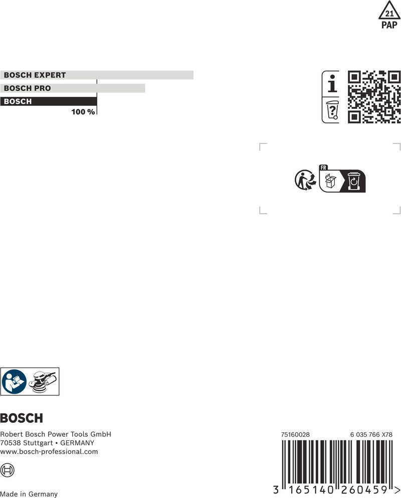 Bosch Professional sanding pad (for orbital sander PEX 270 A PEX 270 AE, sanding pad Diameter 125 mm medium hard), black, 2608601169 Single