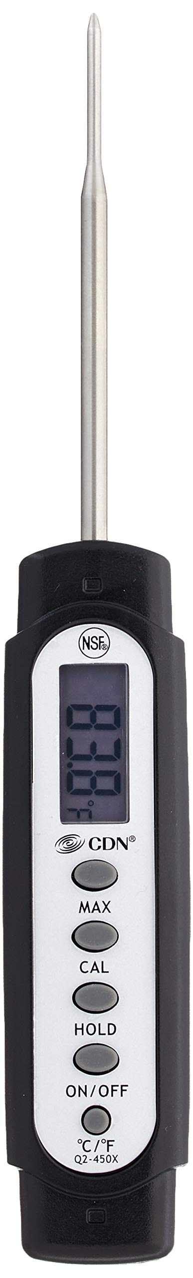 [Australia - AusPower] - CDN ProAccurate® Waterproof Digital Thermometer with Protective Sheath, Easy to Read Display, 2.75" Stem with Thin Tip, Black/White (Q2-450X) Black/White Display - 2.75" Stem 1 EA 