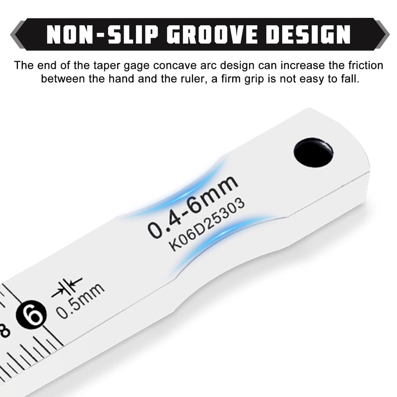 [Australia - AusPower] - YUCHENGTECH Taper Gauge Gap Gage Welding Wedge Feeler Gauge Gap Feeler Wedge Gauge Gap Hole Measure Tool 0.4-6mm 0.4-6 