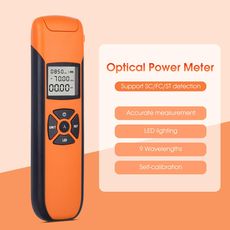 [Australia - AusPower] - Fiber Tester - Rechargeable Optical Power Meter -70~10dBm with 9 Test wavelengths (USB Type-C Fast Charging) 