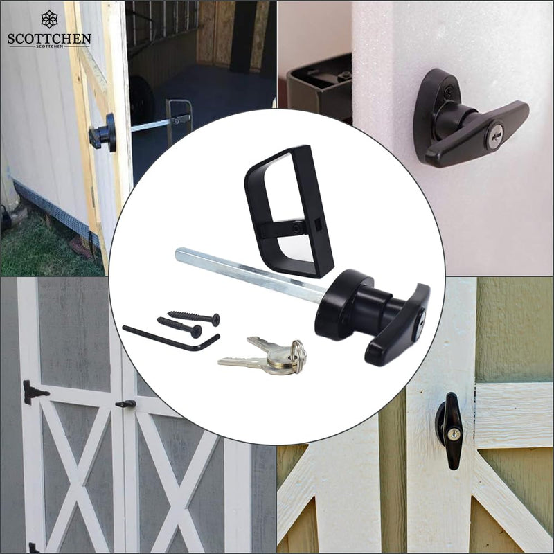 6" T-Handle Shed Door Lock Handle with Lock Keyed Alike Garage t Handle Shed Latch Hardware Locking Handle Lock T-Handle Lock with 8 Keys & Allen Wrench (2kits) 6" T-Handle Lock 2kits
